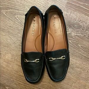 COACH Black Mavis Pebbled  Loafers Sz 7 M Excellent Preowned Condition